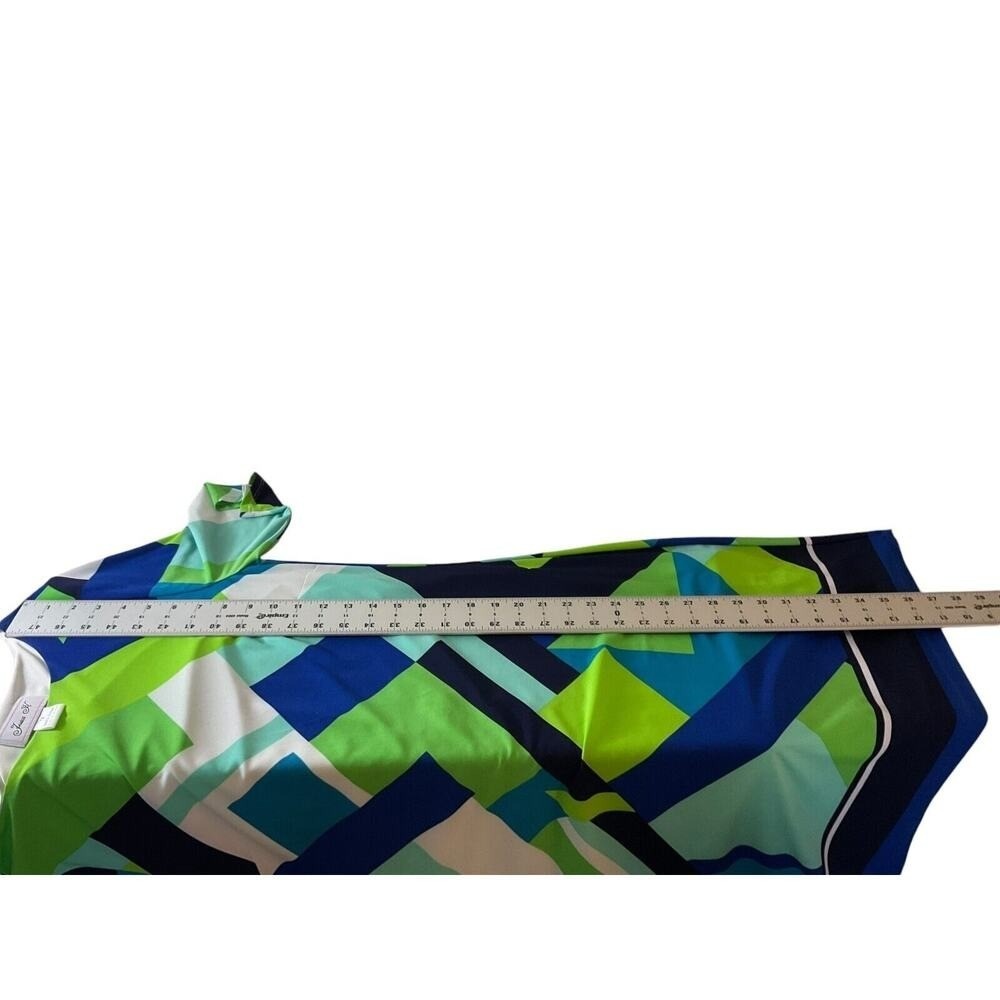 Jessica Howard Women's Blue Green Geometric Abstract Print Shift Dress Size 10 - Picture 12 of 12